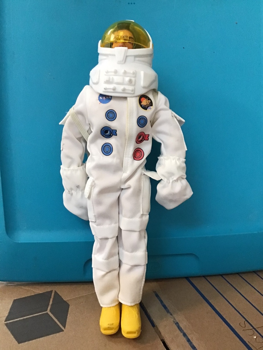 White Astronaut Action Figure Toy with Yellow Helmet Visor